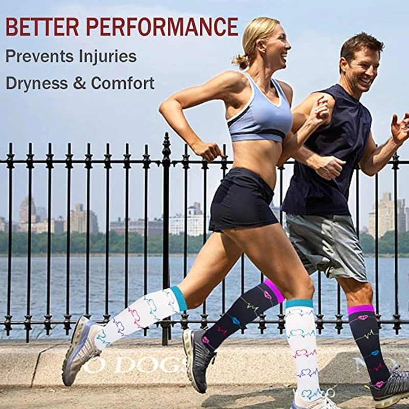 Wholesale OEM Unisex Cycling Running Hiking High Knee Sports Compression Socks