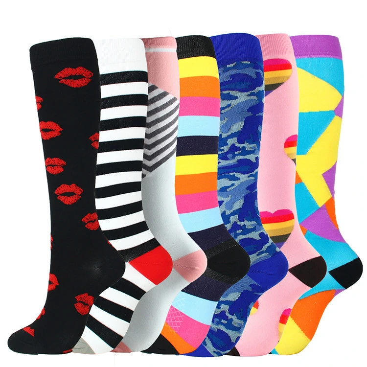 High Knee 20-30mmhg Fit Flight Nurses Elastic Running Compression Socks for Women