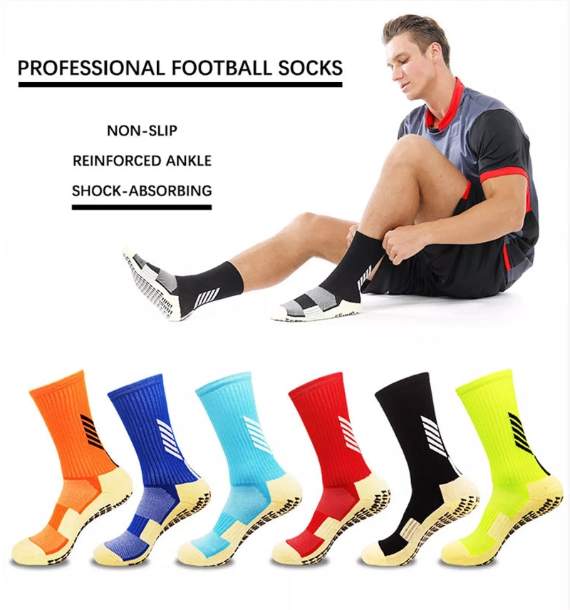 Wholesale Sport Unisex Soccer Football Non Slip Grip Crew Cotton Socks Anti Slip Soccer Men Cotton Basketball Rugby Sports Crew Football Grip Socks