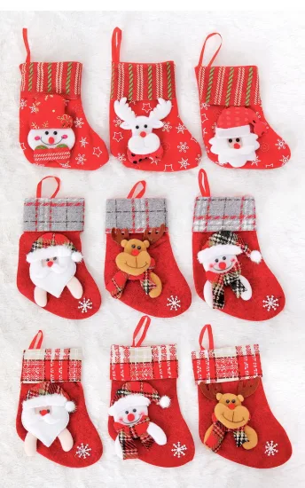 Animal mignon promotionnel conception personnalisée enfants décoration de noël cadeau chaussettes bonbons dessin animé conception multi style chaussettes suspendues