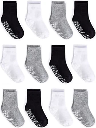 Grip Chaussettes pour bébé avec semelles antidérapantes en coton pour bébés et tout-petits