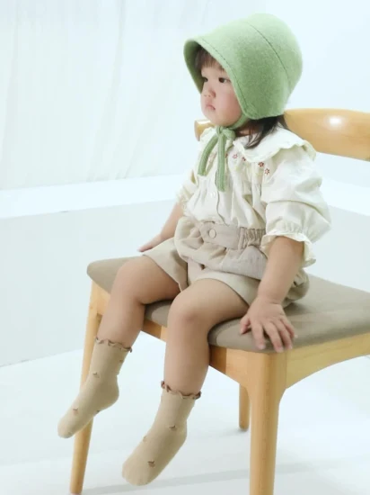 Printemps et automne nouvelle oreille en bois fille chaussettes bébé enfants anti-dérapant chaussettes de sol enfants coton chaussettes enfant chaussettes confortables pantoufles chaussures coton épaissir chaussettes