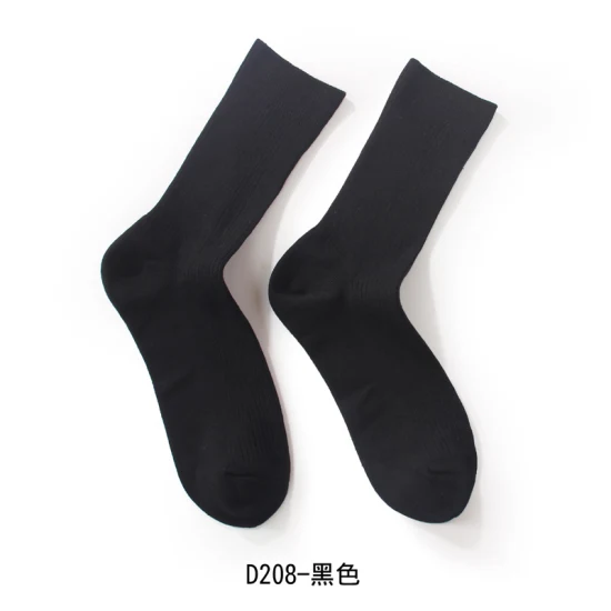 Chaussettes hautes en coton pour femmes Chaussettes au genou en tricot solide décontracté