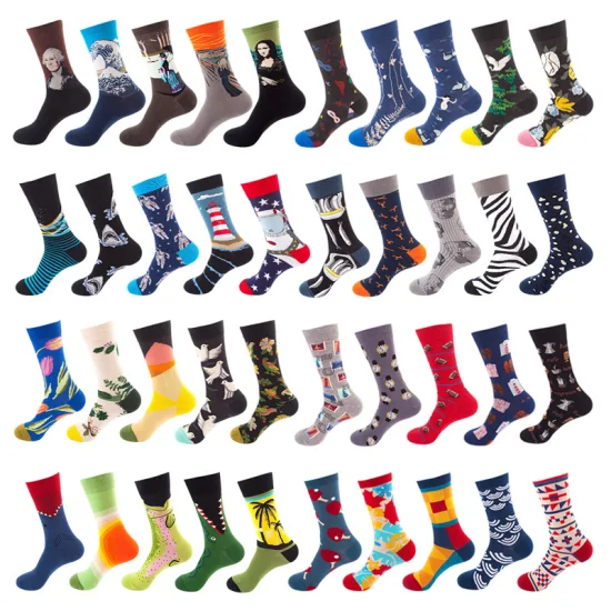 Adultes personnalisé chaussette Happy Design haute élastique coloré robe respirant Sport chaussette coton mode femmes hommes chaussettes