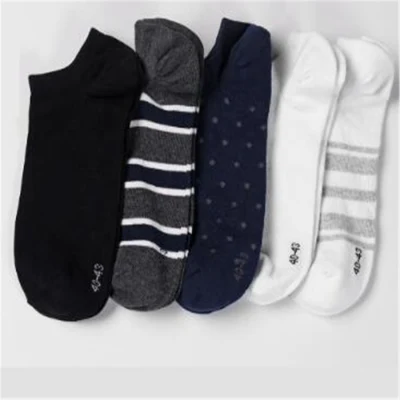 Chaussettes pour hommes Motif à rayures Chaussettes en coton à coupe basse de style solide Chaussettes à la cheville