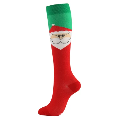 Chaussettes de Noël antidérapantes en coton doux et chaud au genou en gros pour femmes