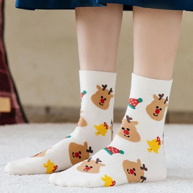 Chaussettes épaisses en coton pour femmes personnalisées de haute qualité Wholeslae Chaussettes de Noël